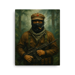 Subcomandante Marcos in jungle mist canvas print on a plain backdrop in size 16"x20".