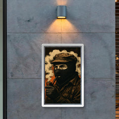 Subcomandante Marcos in pipe smoke and balaclava poster 2