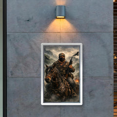 Subcomandante Marcos on horseback in Chiapas mist poster 2