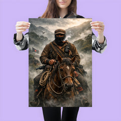 Subcomandante Marcos on horseback in Chiapas mist poster 3