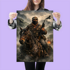 Subcomandante Marcos on horseback in Chiapas mist poster 3