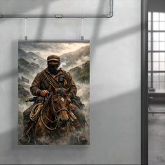Subcomandante Marcos on horseback in Chiapas mist poster 4