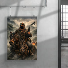 Subcomandante Marcos on horseback in Chiapas mist poster 4