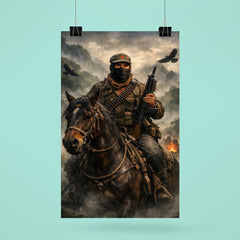 Subcomandante Marcos on horseback in Chiapas mist poster 6