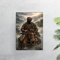 Subcomandante Marcos on horseback in Chiapas mist poster 7