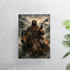 Subcomandante Marcos on horseback in Chiapas mist poster 7