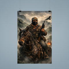 Subcomandante Marcos on horseback in Chiapas mist poster 9