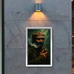 Subcomandante Marcos smoking pipe in jungle mist poster 2