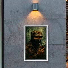 Subcomandante Marcos smoking pipe in jungle mist poster 2