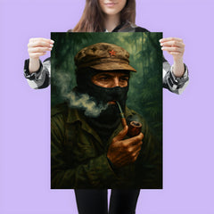 Subcomandante Marcos smoking pipe in jungle mist poster 3