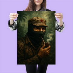 Subcomandante Marcos smoking pipe in jungle mist poster 3