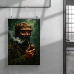 Subcomandante Marcos smoking pipe in jungle mist poster 4