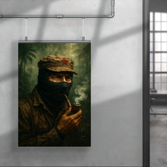 Subcomandante Marcos smoking pipe in jungle mist poster 4