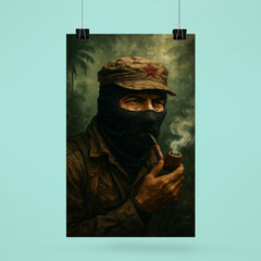 Subcomandante Marcos smoking pipe in jungle mist poster 6