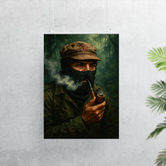 Subcomandante Marcos smoking pipe in jungle mist poster 7