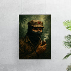Subcomandante Marcos smoking pipe in jungle mist poster 7
