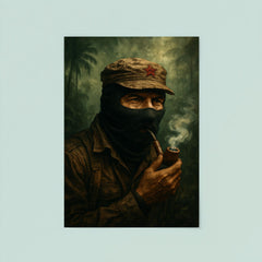 Subcomandante Marcos smoking pipe in jungle mist poster 8