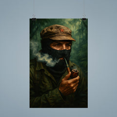 Subcomandante Marcos smoking pipe in jungle mist poster 9
