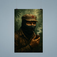Subcomandante Marcos smoking pipe in jungle mist poster 9