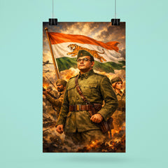 Subhas Chandra Bose in Azad Hind command poster 6