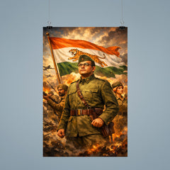 Subhas Chandra Bose in Azad Hind command poster 9