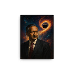 Subrahmanyan Chandrasekhar and the collapse limit canvas print on a plain backdrop in size 12"x16".
