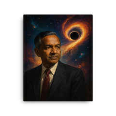 Subrahmanyan Chandrasekhar and the collapse limit canvas print on a plain backdrop in size 16"x20".