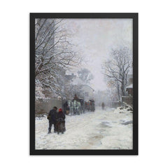 Suburban Street in Winter, München by Anders Andersen-Lundby, 1923 framed print on a plain backdrop in size 18"x24".
