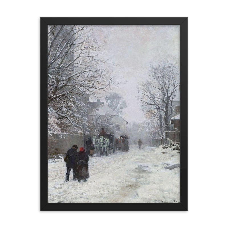 Suburban Street in Winter, München by Anders Andersen-Lundby, 1923 framed print on a plain backdrop in size 18