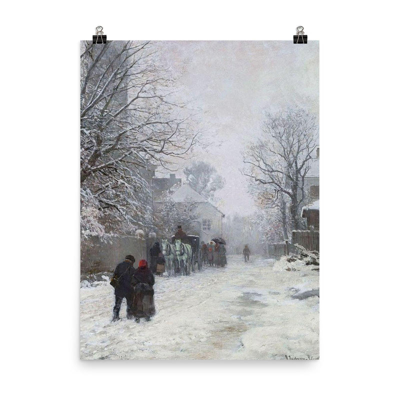 Suburban Street in Winter, München by Anders Andersen-Lundby, 1923 poster on a plain backdrop in size 8