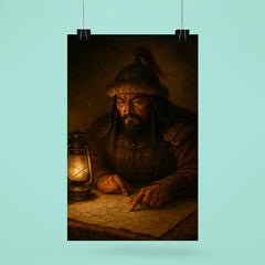 Subutai studying campaign routes under lamplight poster 6