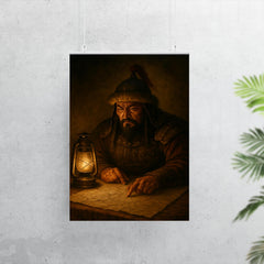 Subutai studying campaign routes under lamplight poster 7
