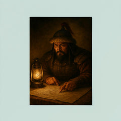 Subutai studying campaign routes under lamplight poster 8
