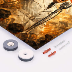 Sukarno proclaiming Indonesian independence at microphone metal print mockup