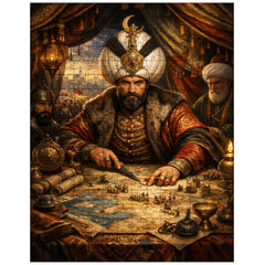 Suleiman the Magnificent in campaign tent maps jigsaw puzzle