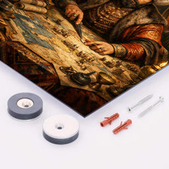 Suleiman the Magnificent in campaign tent maps metal print mockup