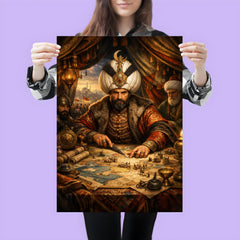 Suleiman the Magnificent in campaign tent maps poster 3