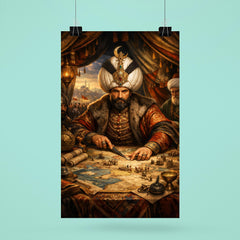 Suleiman the Magnificent in campaign tent maps poster 6