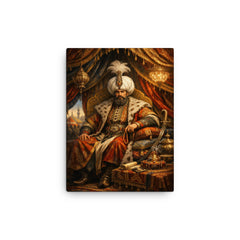 Suleiman the Magnificent in imperial tent canvas print on a plain backdrop in size 12"x16".