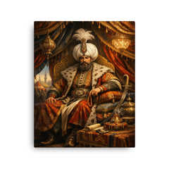 Suleiman the Magnificent in imperial tent canvas print on a plain backdrop in size 16"x20".