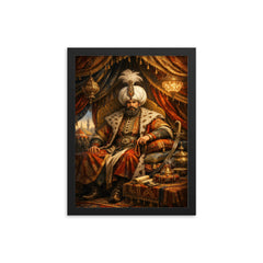 Suleiman the Magnificent in imperial tent framed print on a plain backdrop in size 12"x16".