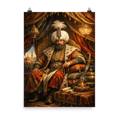 Suleiman the Magnificent in imperial tent poster on a plain backdrop in size 8"x10".