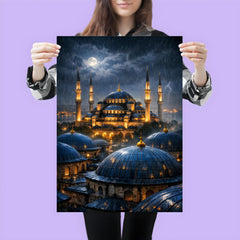 Sultan Ahmed night rain over blue domes poster 3