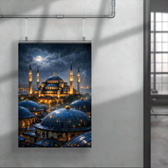 Sultan Ahmed night rain over blue domes poster 4