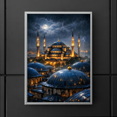 Sultan Ahmed night rain over blue domes poster 5