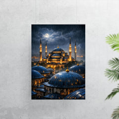 Sultan Ahmed night rain over blue domes poster 7