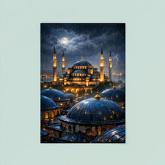Sultan Ahmed night rain over blue domes poster 8