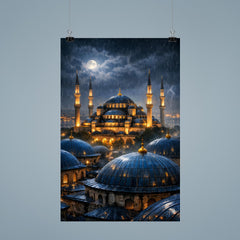 Sultan Ahmed night rain over blue domes poster 9