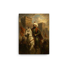 Sultan Mehmed II before Constantinople walls canvas print on a plain backdrop in size 12"x16".