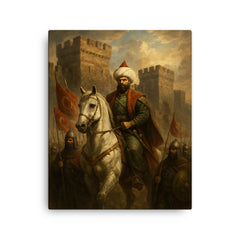 Sultan Mehmed II before Constantinople walls canvas print on a plain backdrop in size 16"x20".